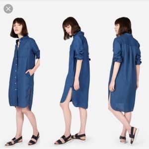 Everlane Indigo Linen Shirt Dress, size 10